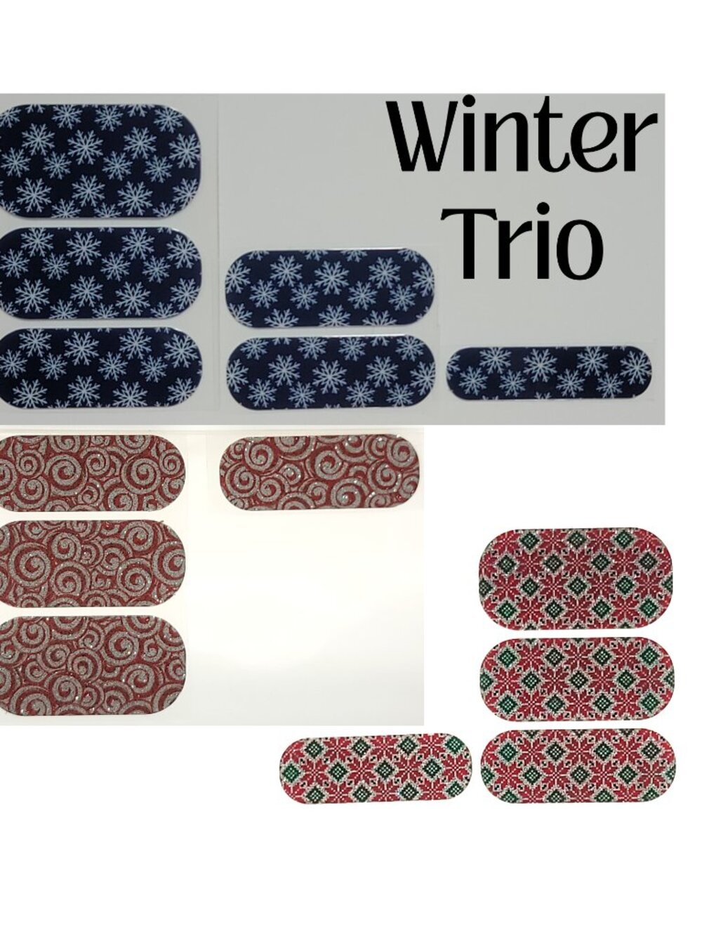 Jamberry Nail Wraps, Winter Tri Set, Partial Sheets